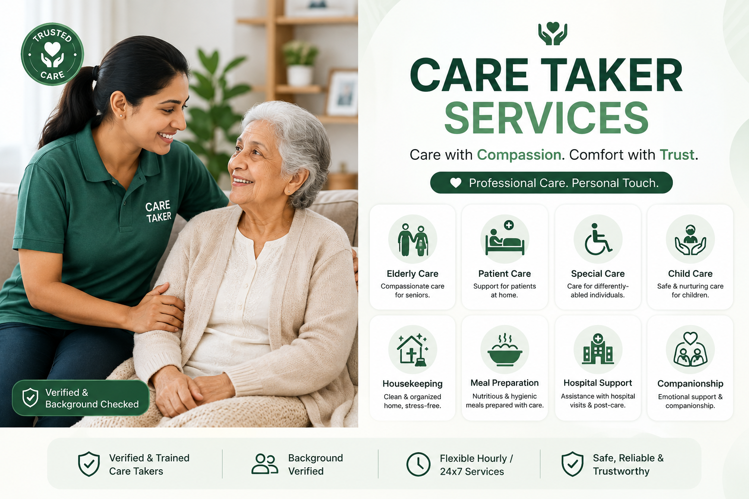 Care taker service 24 hours